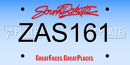 ZAS161 South Dakota License Plate
