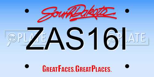 ZAS16I South Dakota License Plate