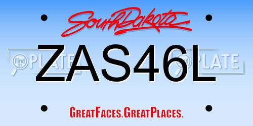 ZAS46L South Dakota License Plate