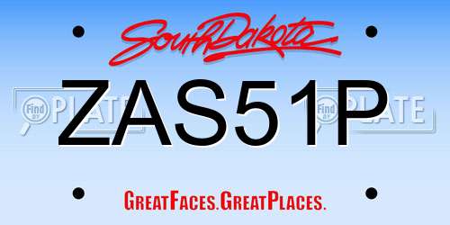 ZAS51P South Dakota License Plate