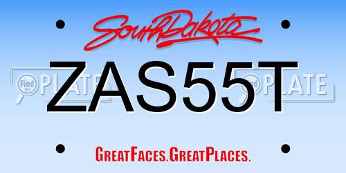 ZAS55T South Dakota License Plate