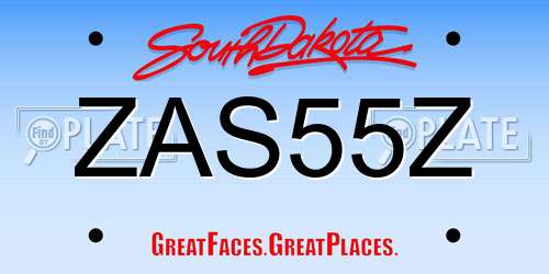 ZAS55Z South Dakota License Plate