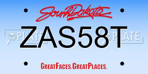 ZAS58T South Dakota License Plate