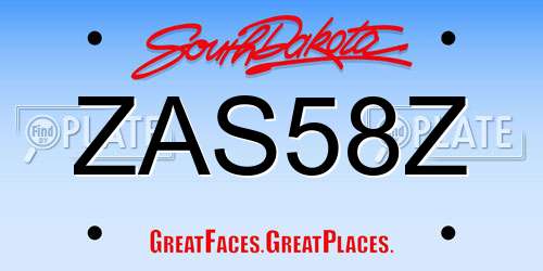ZAS58Z South Dakota License Plate