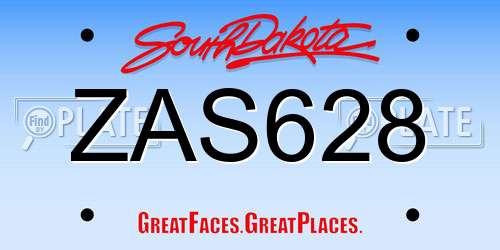 ZAS628 South Dakota License Plate