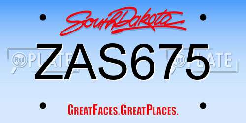 ZAS675 South Dakota License Plate
