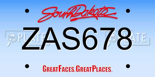 ZAS678 South Dakota License Plate