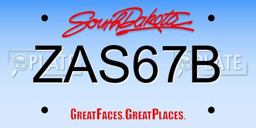 ZAS67B South Dakota License Plate