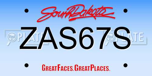 ZAS67S South Dakota License Plate