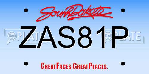 ZAS81P South Dakota License Plate