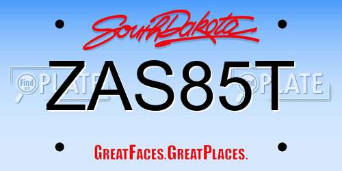 ZAS85T South Dakota License Plate