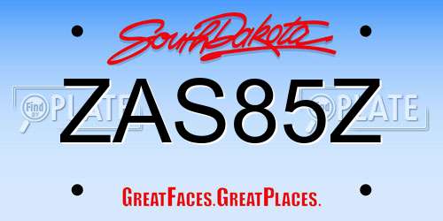 ZAS85Z South Dakota License Plate