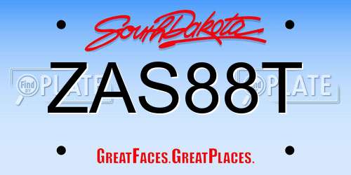 ZAS88T South Dakota License Plate