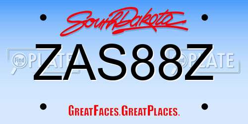 ZAS88Z South Dakota License Plate