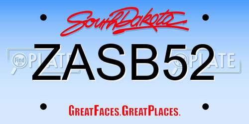 ZASB52 South Dakota License Plate