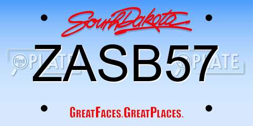 ZASB57 South Dakota License Plate