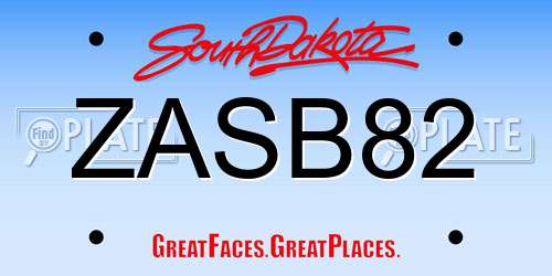 ZASB82 South Dakota License Plate