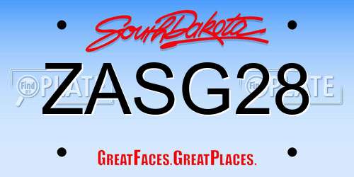 ZASG28 South Dakota License Plate