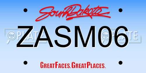 ZASM06 South Dakota License Plate