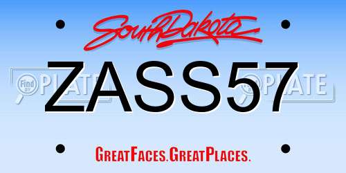 ZASS57 South Dakota License Plate