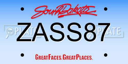 ZASS87 South Dakota License Plate