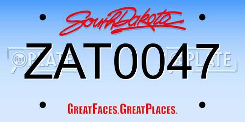 ZAT0047 South Dakota License Plate