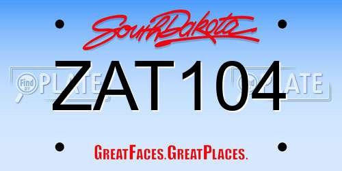 ZAT104 South Dakota License Plate