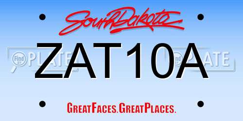 ZAT10A South Dakota License Plate