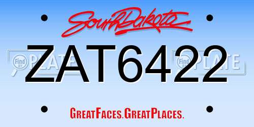 ZAT6422 South Dakota License Plate