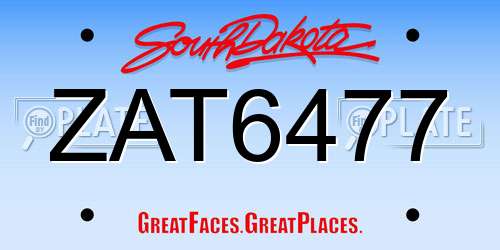 ZAT6477 South Dakota License Plate