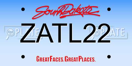 ZATL22 South Dakota License Plate