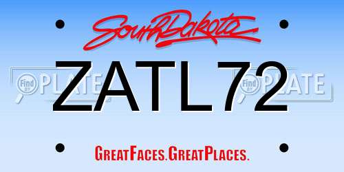 ZATL72 South Dakota License Plate