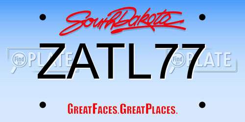 ZATL77 South Dakota License Plate
