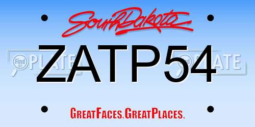 ZATP54 South Dakota License Plate