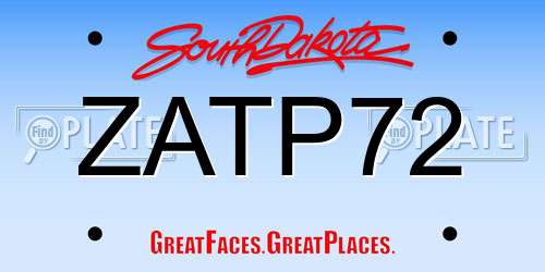 ZATP72 South Dakota License Plate