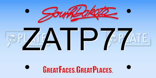 ZATP77 South Dakota License Plate