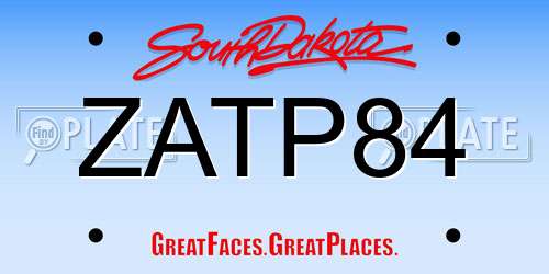 ZATP84 South Dakota License Plate