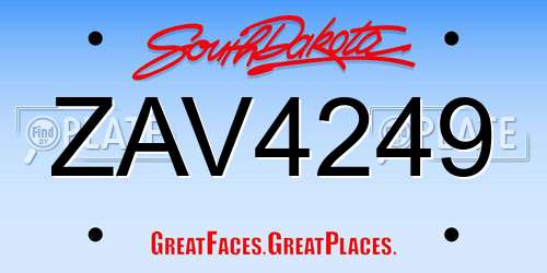ZAV4249 South Dakota License Plate