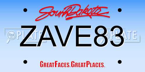 ZAVE83 South Dakota License Plate