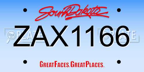 ZAX1166 South Dakota License Plate