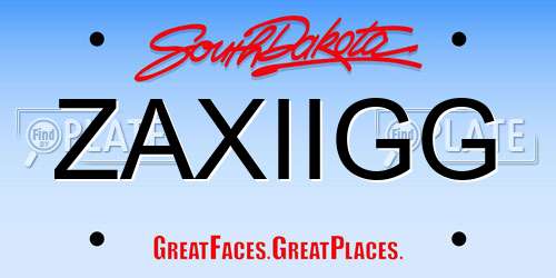 ZAXIIGG South Dakota License Plate