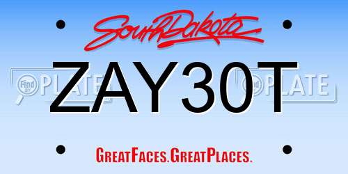 ZAY30T South Dakota License Plate