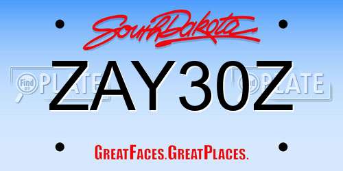 ZAY30Z South Dakota License Plate