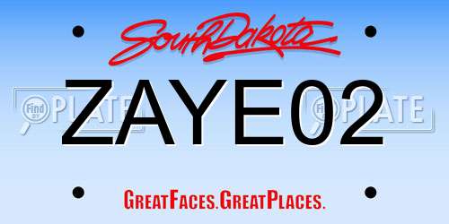 ZAYE02 South Dakota License Plate