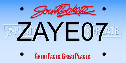 ZAYE07 South Dakota License Plate