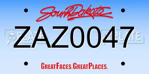 ZAZ0047 South Dakota License Plate