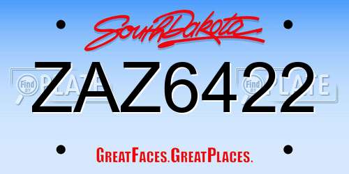 ZAZ6422 South Dakota License Plate