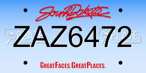 ZAZ6472 South Dakota License Plate