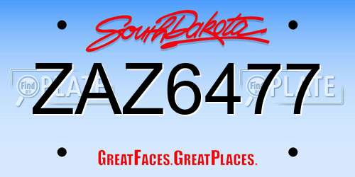 ZAZ6477 South Dakota License Plate