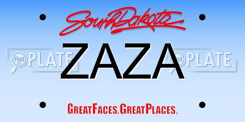 ZAZA South Dakota License Plate